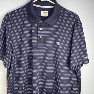 IZOD Golf Shirt Polo Large Blue Striped
